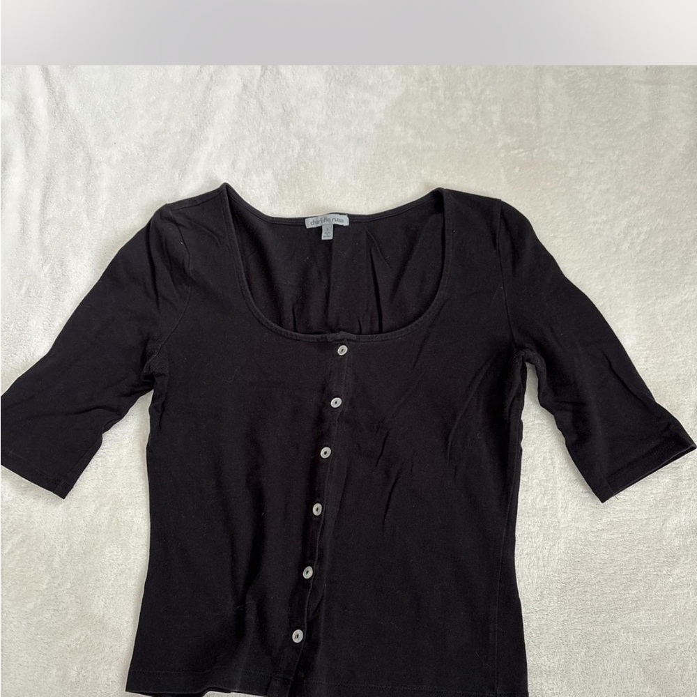 Black Button-Up Women's Top